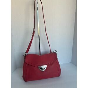Bimbo and Lola Pebbled Red Leather Crossbody Clutch Shoulder Bag Purse